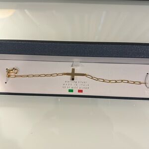 Cross bracelet sterling silver 18 kt gold plated